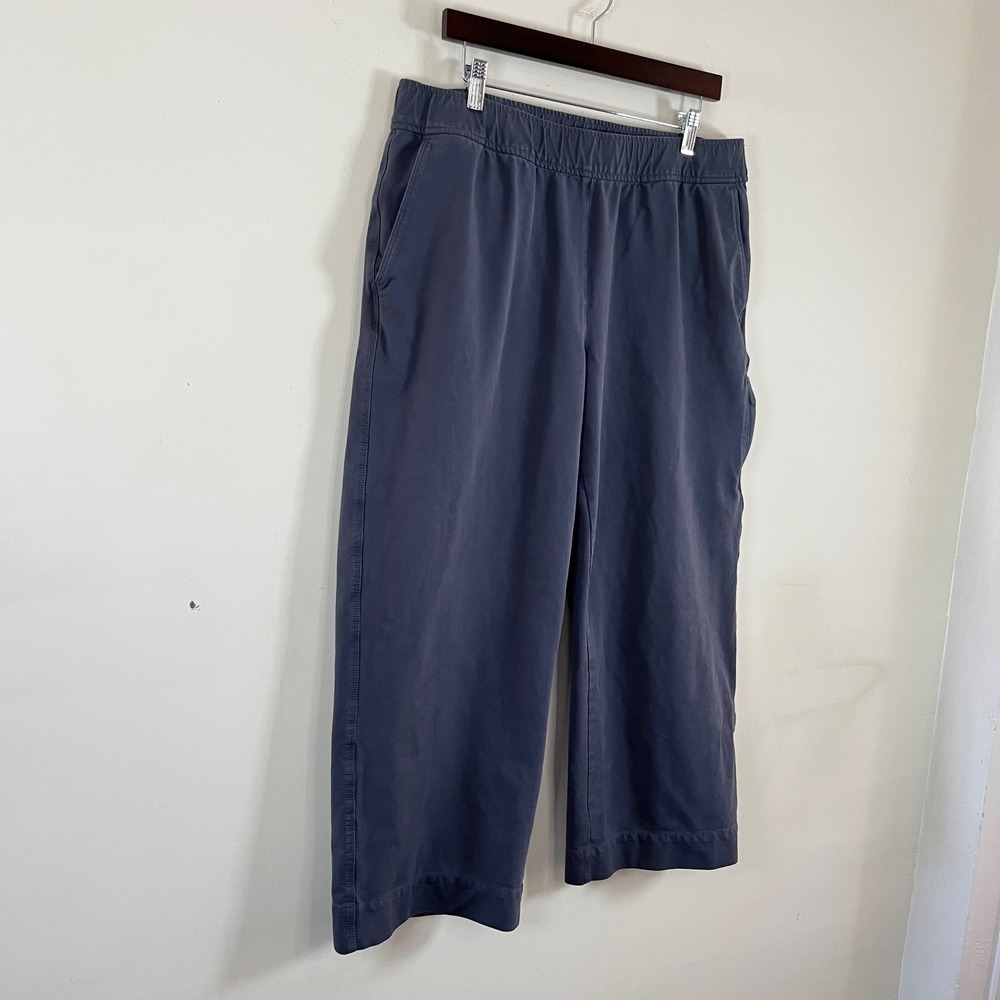 Orvis Wide Leg Cropped Pants Navy Elastic Waist Womens Lg Gorpcore Hiking Cargo - Picture 2 of 7